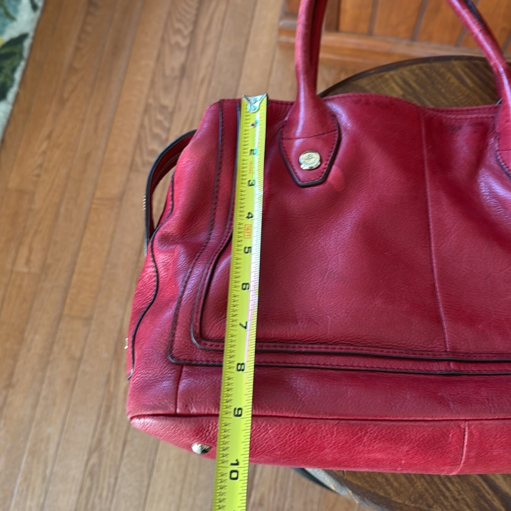 B. Makowsky Crimson leather handbag with animal print interior. just fabulous! - Picture 13 of 14
